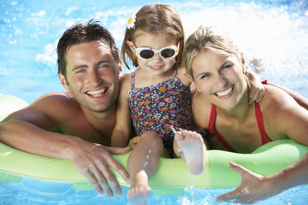 Family enjoying pool time