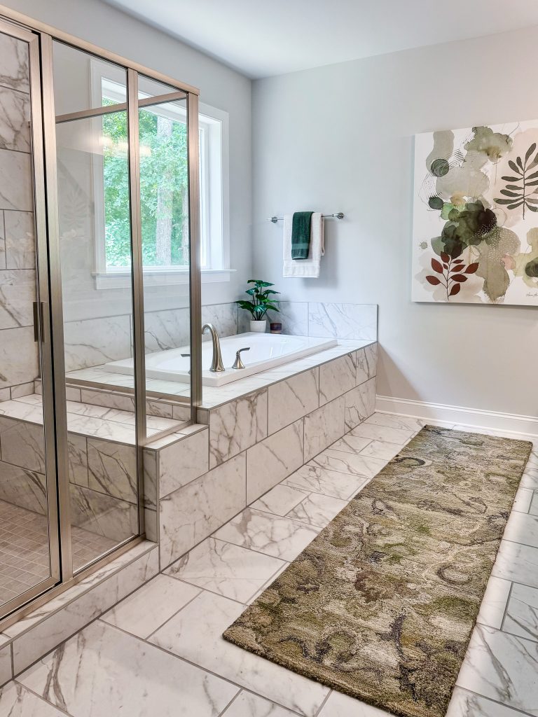 Separate tub in primary bathroom