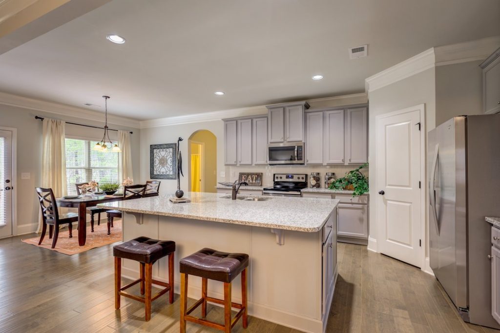 Kitchen and breakfast area at our model home in Cowan Ridge