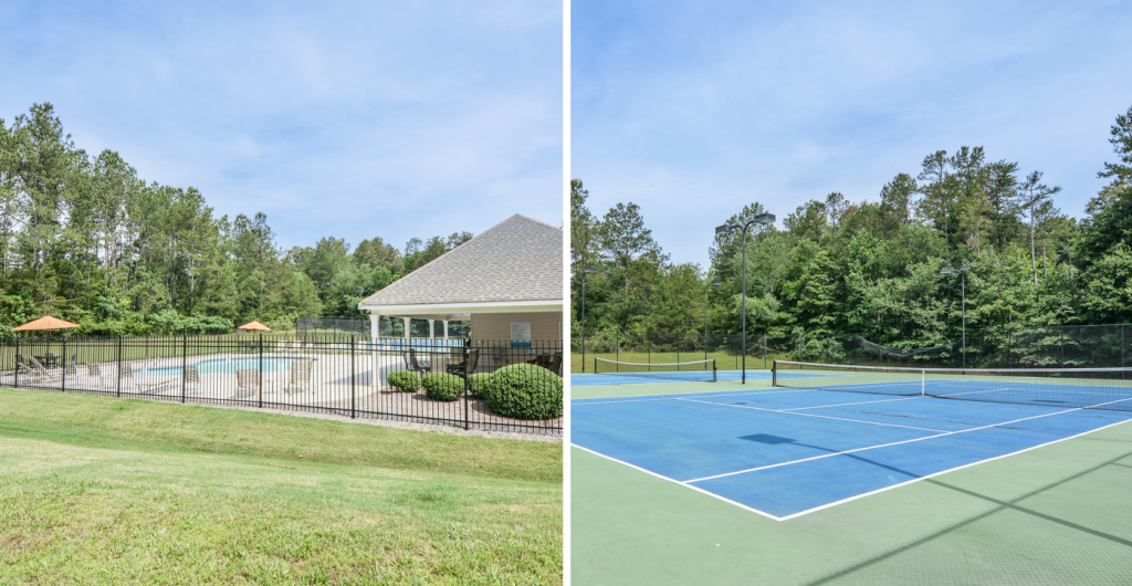 Community pool and tennis courts at Montclair