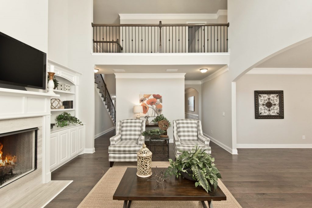 A living room in Overlook at Hamilton Mill