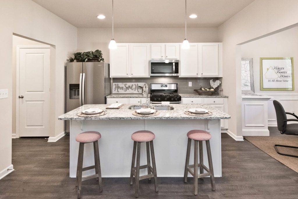 The kitchen in a Village at West Cobb townhome in Powder Springs