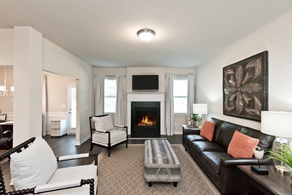 a compact fireplace in village at west cobb