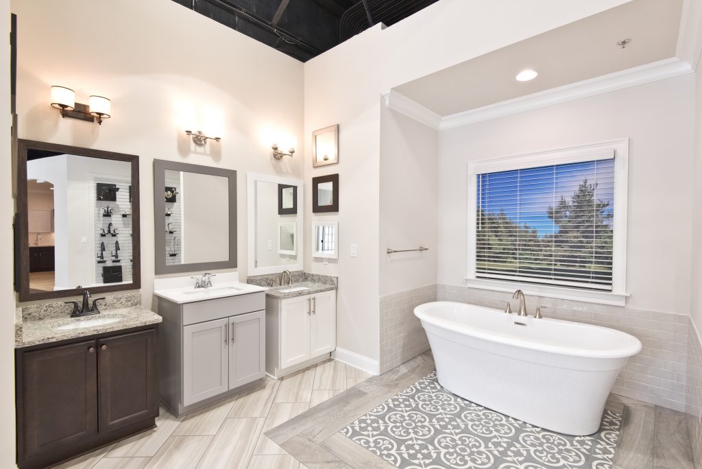 a bathroom mockup in the home design studio