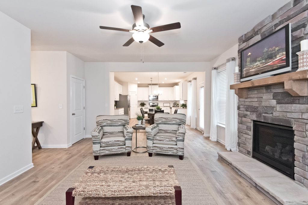 a semi-open living room style in chimney hill