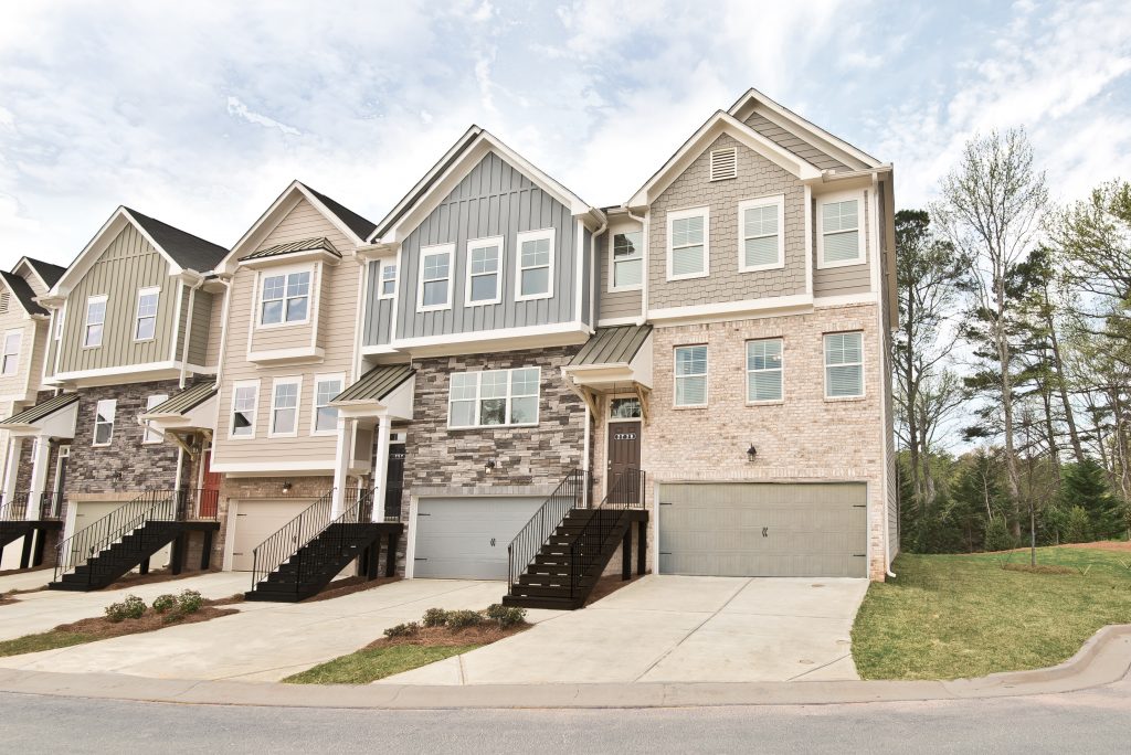 New construction homes in Cobb County include these townhomes at Cantrell Crossing