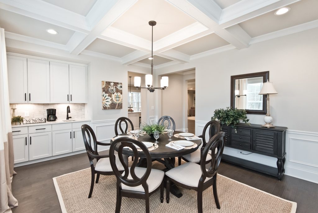 A dining room in a luxury new home