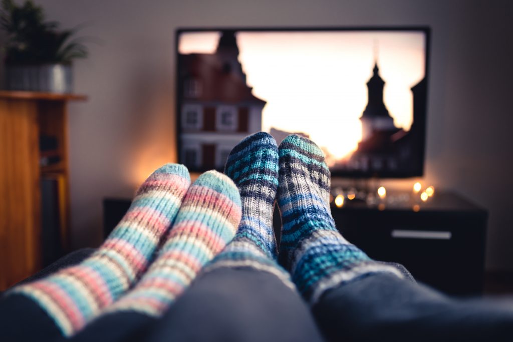 Cozy Fall Traditions In Georgia Living Room Watching Classic Movies terovesalainen © 123rf