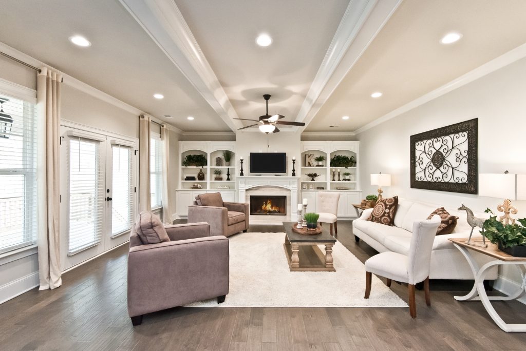 a living room in a luxury cobb county home in Entrenchment Hill