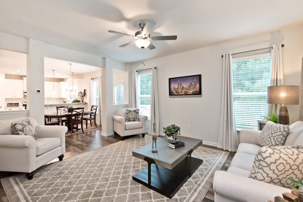 a living room in one of the new homes designs in Powder Springs 