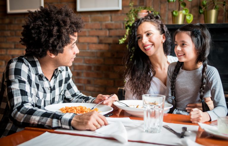 Family having lunch at restaurant ©Leszek Glasner