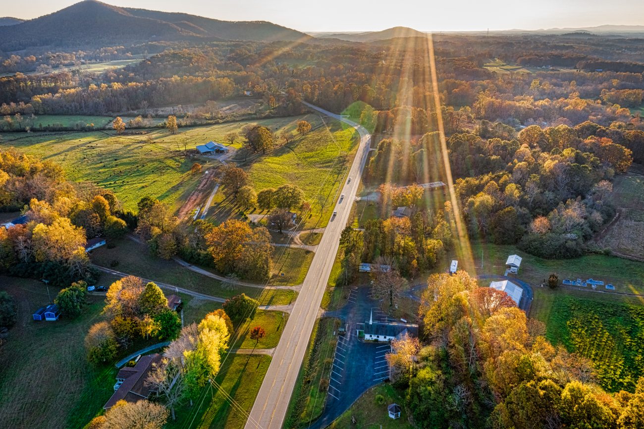 An aerial image of the Georgia Mountains near unique community attractions in Cartersville, GA ©RodClementPhotography