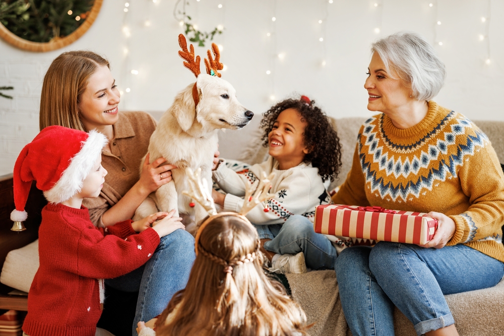 Family With Their Dog Celebrating the Holidays©Evgeny Atamanenko