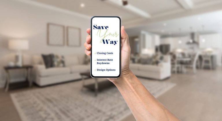 Hand holding up smartphone with