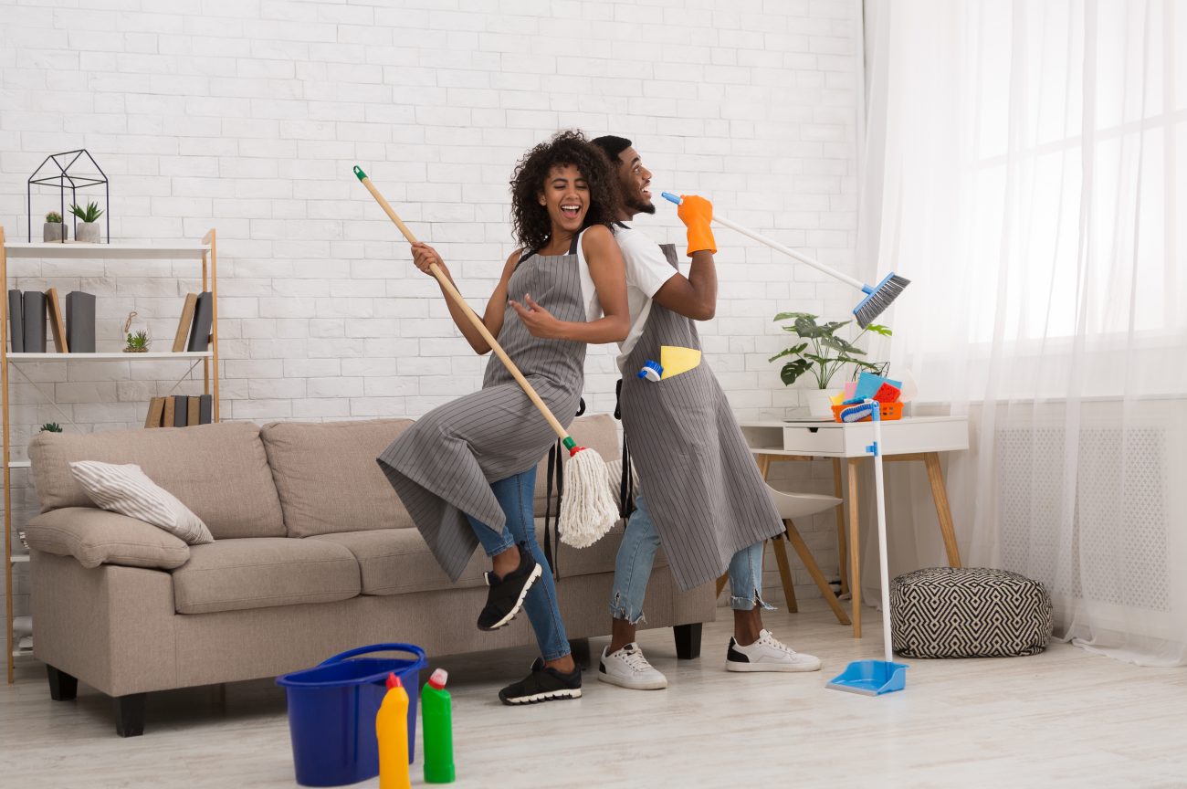 Couple Cleaning Together