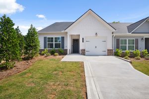 Exterior of a new low-maintenance ranch-style townhome at Silver Leaf in Dawsonville.