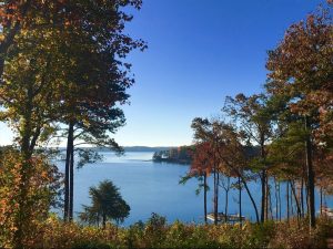 Scenic view of Lake Lanier near Silver Leaf active adult community in Dawsonville, GA. ©AmyLCMU